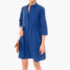Tuckernuck Women's Cotton Royal Shirt Dress Size L Navy Blue